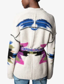 Zadig & Voltaire Aspen Motif-embroidered Cashmere And Wool Cardigan -Selfridges Store R04161339 MASTIC ALT03