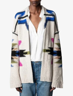Zadig & Voltaire Aspen Motif-embroidered Cashmere And Wool Cardigan -Selfridges Store R04161339 MASTIC ALT04