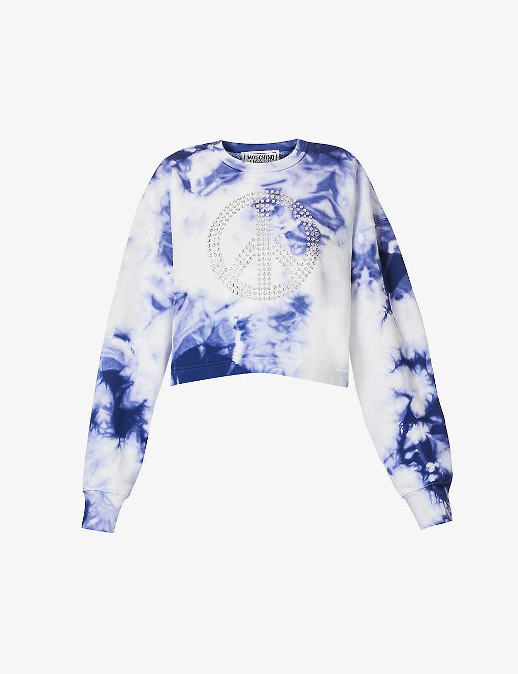 MOSCHINO Rhinestone-embellished Tie-dye Cotton Sweatshirt 1 MOSCHINO Rhinestone-embellished Tie-dye Cotton Sweatshirt