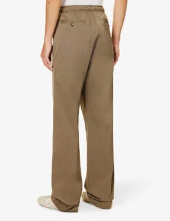 Palm Angels Brand-embroidered Wide-leg Relaxed-fit Stretch-woven Trousers -Selfridges Store R04166054 MILITARYBLACK ALT03