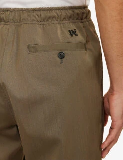 Palm Angels Brand-embroidered Wide-leg Relaxed-fit Stretch-woven Trousers -Selfridges Store R04166054 MILITARYBLACK ALT04