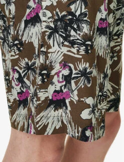 Palm Angels Hula Cargo Graphic-print Crepe Shorts -Selfridges Store R04166056 BEIGEBUTTER ALT04