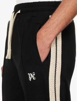 Palm Angels Mono Brand-motif Straight-leg Cotton Jogging Bottoms 9 Palm Angels Mono Brand-motif Straight-leg Cotton Jogging Bottoms -Selfridges Store R04166060 BLACKOFFWHITE ALT04