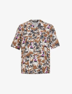 Palm Angels Graphic-print Boxy-fit Crepe Shirt