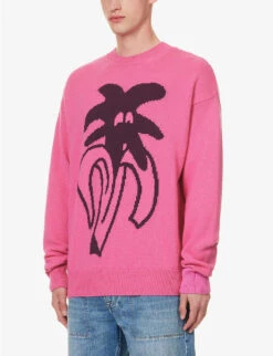 Palm Angels Jimmy Relaxed-fit Knitted Jumper -Selfridges Store R04166074 FUCHSIABORDEAUX ALT02