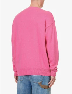 Palm Angels Jimmy Relaxed-fit Knitted Jumper -Selfridges Store R04166074 FUCHSIABORDEAUX ALT03