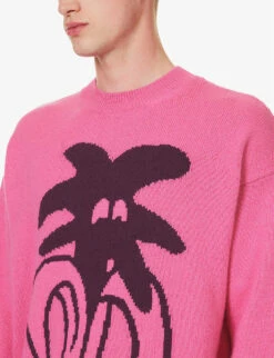 Palm Angels Jimmy Relaxed-fit Knitted Jumper -Selfridges Store R04166074 FUCHSIABORDEAUX ALT04