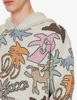 Palm Angels Palmity Graphic-print Cotton And Wool-blend Hoody -Selfridges Store R04166076 BUTTERMULTICOLOUR ALT04