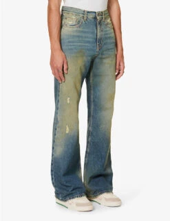 Palm Angels Acid Wash Distressed Regular-fit Jeans -Selfridges Store R04166092 BLUEBROWN ALT02