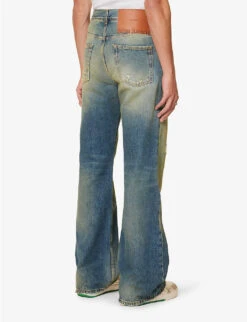 Palm Angels Acid Wash Distressed Regular-fit Jeans -Selfridges Store R04166092 BLUEBROWN ALT03