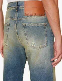 Palm Angels Acid Wash Distressed Regular-fit Jeans -Selfridges Store R04166092 BLUEBROWN ALT04