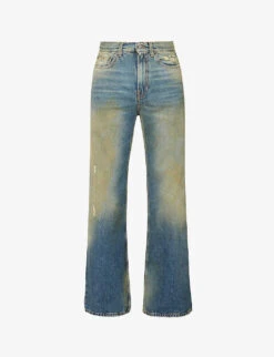 Palm Angels Acid Wash Distressed Regular-fit Jeans