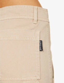 Palm Angels Bull Brand-patch Wide-leg Mid-rise Cotton Trousers -Selfridges Store R04166267 BEIGEBEIGE ALT04