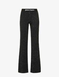 Palm Angels Logo-print Flared-leg Mid-rise Woven Trousers