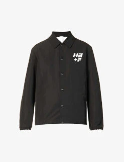 Reversible-design Graphic-print Relaxed-fit Shell Jacket