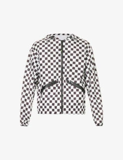 Cheque Brand-print Shell Hooded Windbreaker Jacket