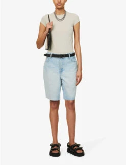 GOOD AMERICAN Good '90s Bermuda Mid-rise Denim Shorts -Selfridges Store R04166601 INDIGO473 ALT02