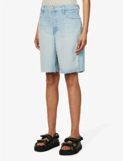 GOOD AMERICAN Good '90s Bermuda Mid-rise Denim Shorts -Selfridges Store R04166601 INDIGO473 ALT03