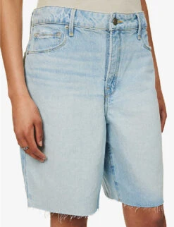 GOOD AMERICAN Good '90s Bermuda Mid-rise Denim Shorts -Selfridges Store R04166601 INDIGO473 ALT05
