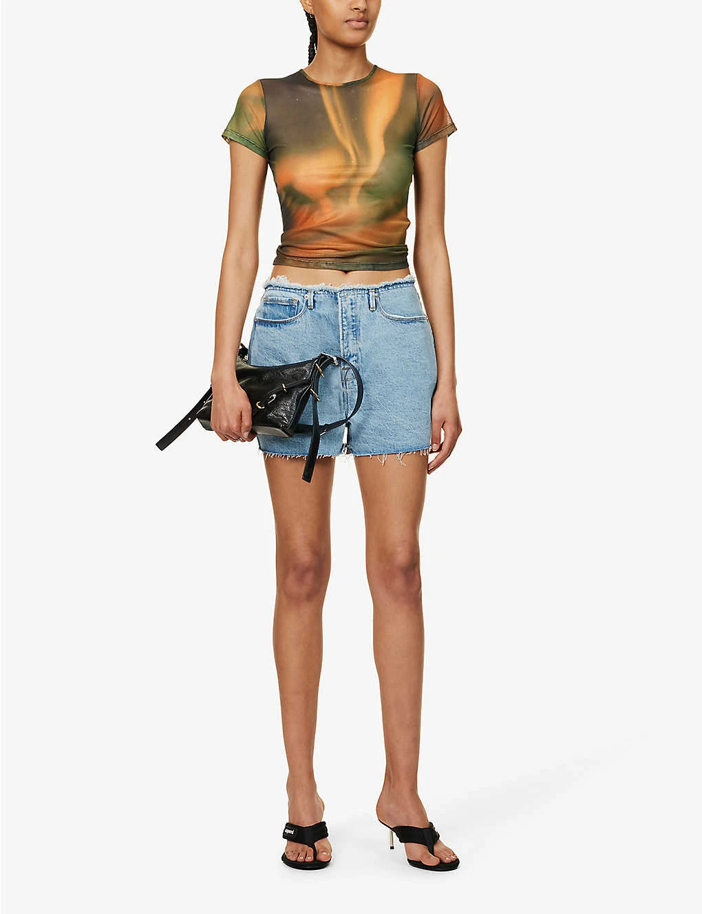 GOOD AMERICAN Good 90s Distressed Stretch-denim Shorts 2 GOOD AMERICAN Good 90s Distressed Stretch-denim Shorts - Image 2