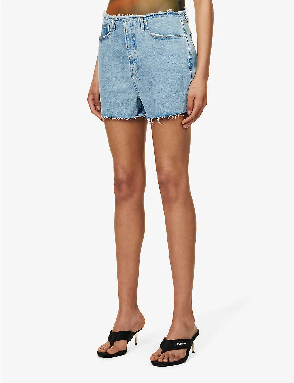 GOOD AMERICAN Good 90s Distressed Stretch-denim Shorts 3 GOOD AMERICAN Good 90s Distressed Stretch-denim Shorts - Image 3