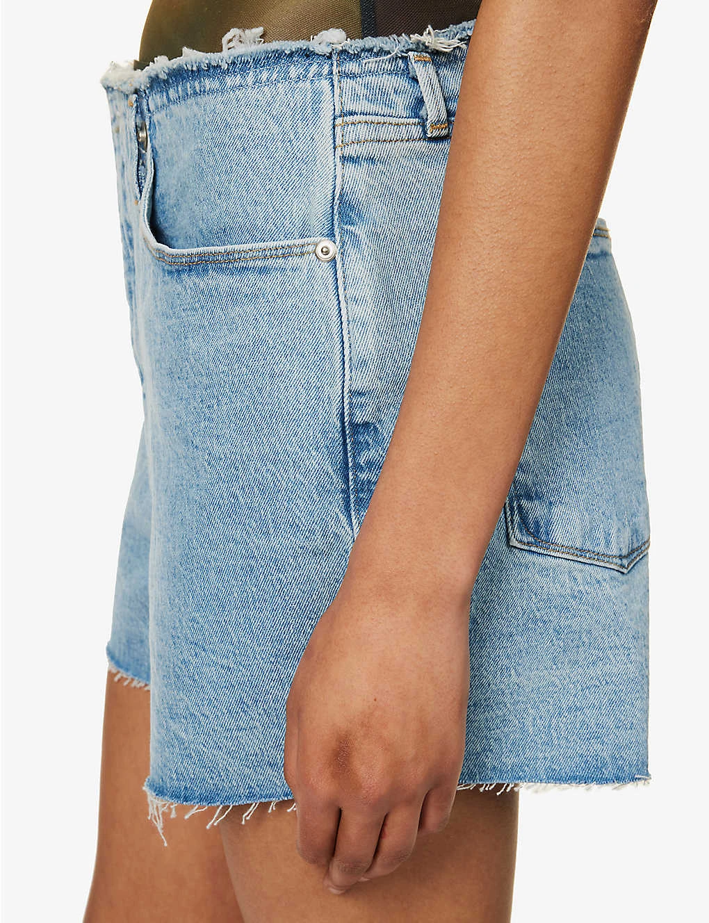 GOOD AMERICAN Good 90s Distressed Stretch-denim Shorts 5 GOOD AMERICAN Good 90s Distressed Stretch-denim Shorts - Image 5