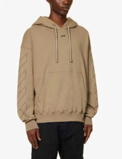Stitch Skate Brand-embroidered Relaxed-fit Cotton-jersey Hoody -Selfridges Store R04166725 BEIGE ALT02