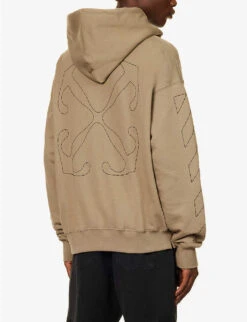 Stitch Skate Brand-embroidered Relaxed-fit Cotton-jersey Hoody -Selfridges Store R04166725 BEIGE ALT03