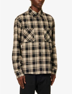 Branded Plaid-patterned Relaxed-fit Cotton Shirt -Selfridges Store R04166733 BEIGE ALT02