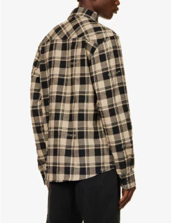 Branded Plaid-patterned Relaxed-fit Cotton Shirt -Selfridges Store R04166733 BEIGE ALT03