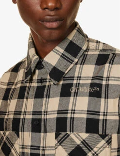 Branded Plaid-patterned Relaxed-fit Cotton Shirt -Selfridges Store R04166733 BEIGE ALT04