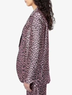 Zadig & Voltaire Vegy Leopard-print Jacquard Woven Blazer -Selfridges Store R04167412 ROSE ALT02
