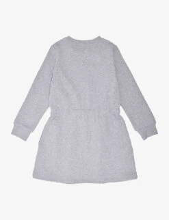 Kenzo Logo-print Long-sleeve Cotton-blend Dress 4-12 Years -Selfridges Store R04167553 GREYMARL ALT02