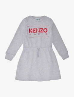 Kenzo Logo-print Long-sleeve Cotton-blend Dress 4-12 Years