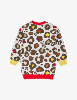 Kenzo Logo-patch Animal-print Cotton-blend Dress 4-14 Years -Selfridges Store R04167554 STONE ALT02