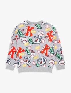 Kenzo Logo And Graphic-print Cotton-jersey Sweatshirt 4-12 Years -Selfridges Store R04167570 LIGHTCHINEGREY ALT02