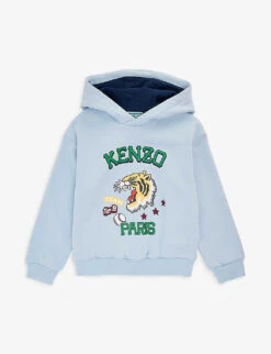 Kenzo Logo And Tiger-print Cotton-blend Hoody 4-12 Years