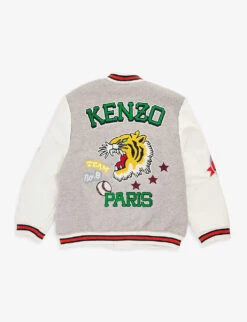 Kenzo Logo-patch Woven-blend Jacket 5 Kenzo Logo-patch Woven-blend Jacket -Selfridges Store R04167577 LIGHTCHINEGREY ALT02