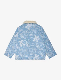 Kenzo Brand-print Faux-fur Trim Denim Jacket 6-10 Years 5 Kenzo Brand-print Faux-fur Trim Denim Jacket 6-10 Years -Selfridges Store R04167579 BLEACHPOUSSE ALT02