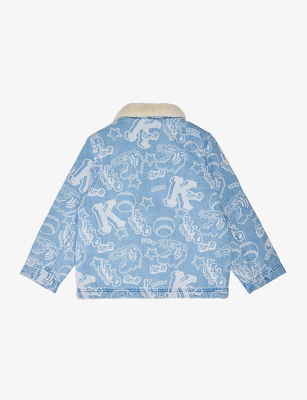 Kenzo Brand-print Faux-fur Trim Denim Jacket 6-10 Years 3 Kenzo Brand-print Faux-fur Trim Denim Jacket 6-10 Years - Image 3