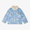 Kenzo Brand-print Faux-fur Trim Denim Jacket 6-10 Years