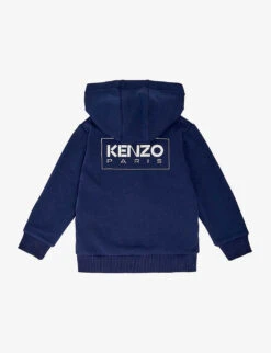 Kenzo Logo-print Long-sleeve Jersey Hoody 4-12 Years -Selfridges Store R04167583 NAVY ALT02