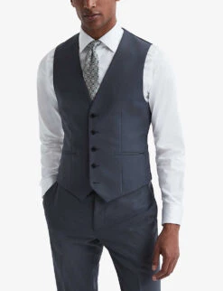 Reiss Fine Darted Slim-fit Wool Waistcoat -Selfridges Store R04168883 AIRFORCEBLUE ALT02