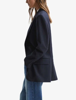 Reiss Fiona Relaxed-fit Single-breasted Stretch Wool-blend Blazer -Selfridges Store R04168929 NAVY ALT02