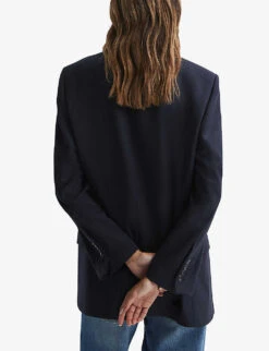 Reiss Fiona Relaxed-fit Single-breasted Stretch Wool-blend Blazer -Selfridges Store R04168929 NAVY ALT03