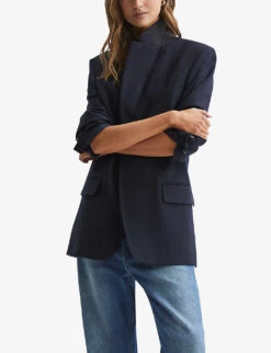 Reiss Fiona Relaxed-fit Single-breasted Stretch Wool-blend Blazer -Selfridges Store R04168929 NAVY ALT04