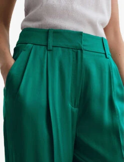 Reiss Rina High-rise Wide-leg Woven Trousers -Selfridges Store R04168990 GREEN ALT04