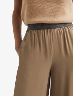 Reiss Gem Wide-leg High-rise Woven Trousers -Selfridges Store R04168994 CAMEL ALT02