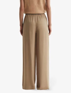 Reiss Gem Wide-leg High-rise Woven Trousers -Selfridges Store R04168994 CAMEL ALT03