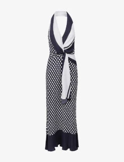 Reiss Amelia Polka-dot Halter-neck Woven Maxi Dress